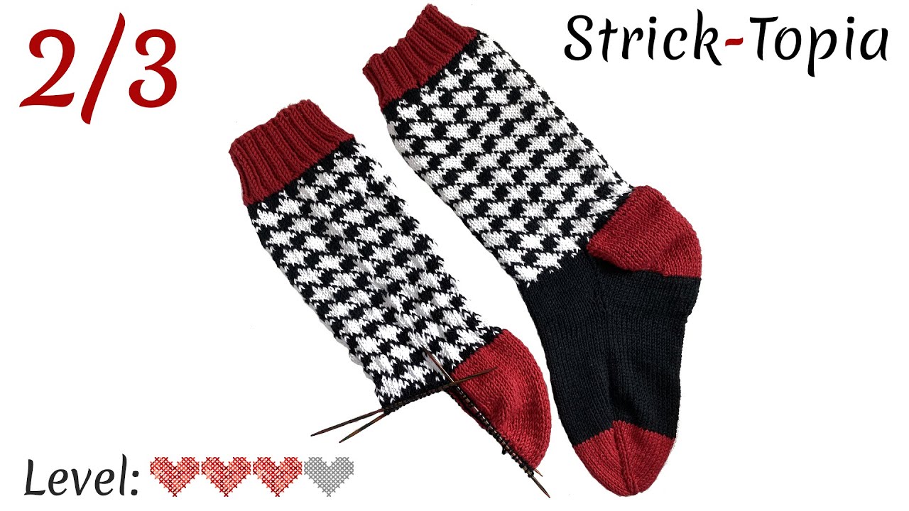 Socken im Hahnentrittmuster stricken leicht gemacht - Video 2/3 - Die Ferse