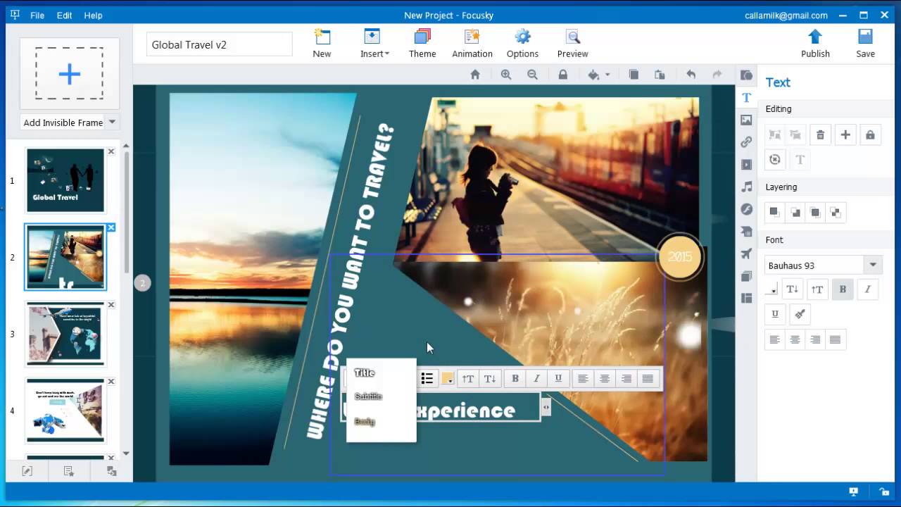 using free presentation program focusky for travel sharing youtube