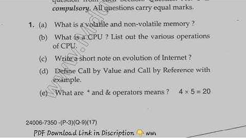 BTech 1st Sem Fundamentals of Computer & Programming in C Question Paper