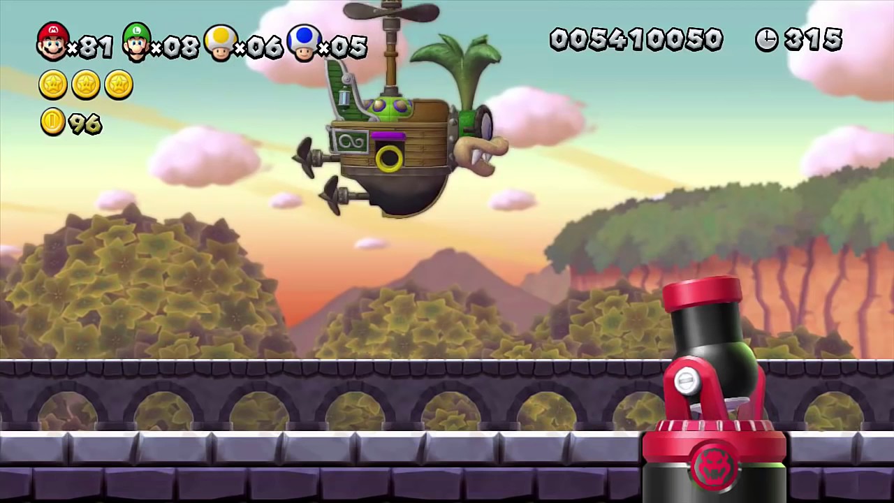 New Super Mario Bros U All Bosses 4 Players - YouTube