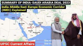 Summary of India – Saudi Arabia deal 2023 | G20 Summit IMEC corridor | UPSC current affairs