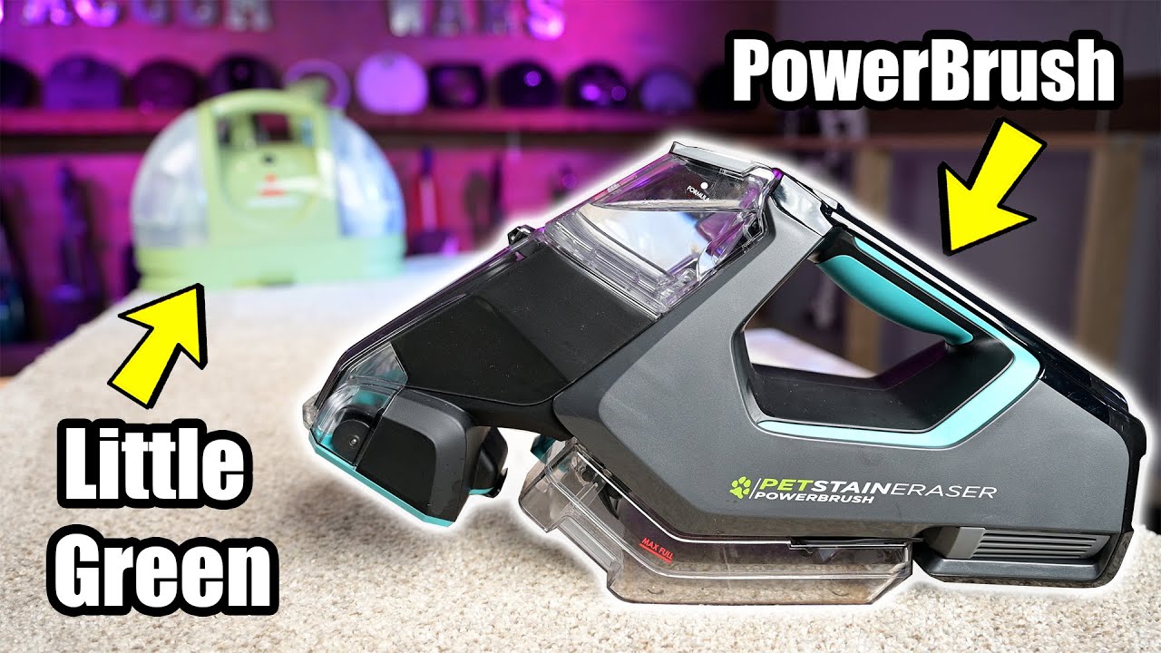 Bissell Pet Stain Eraser PowerBrush REVIEW VS Bissell Little Green - YouTube