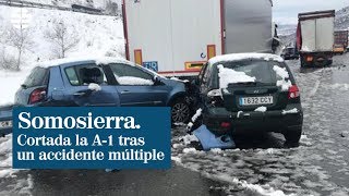 Cortada la A1 en Somosierra tras un accidente en cadena con 35 heridos y 50 vehículos implicados