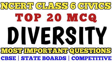 Best MCQ Class 6 Understanding Diversity | Ncert Class 6 Chapter 1 Civics #class6civics