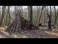#Bushcraft #Woodland #Hertfordshire         Ultimate Bushcraft Solo Overnight Natural Shelter Part 1