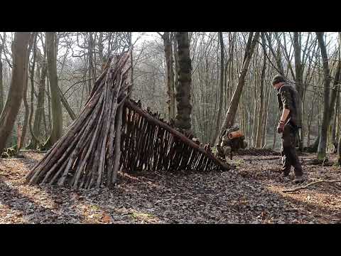 #Bushcraft #Woodland #Hertfordshire         Ultimate Bushcraft Solo Overnight Natural Shelter Part 1