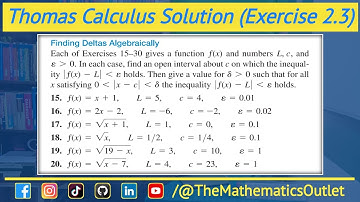 Thomas calculus solution exercise 2.3 Q15 to Q20 | Find Delta from Epsilon in Limit urdu || Lec 21
