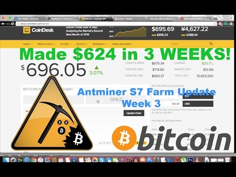 Antminer S7 Bitcoin Miner Farm Update ($647 In 3 Weeks!)