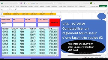 VBA,LISTVIEW Comptabiliser un règlement fournisseur d’une façon très rapide #2(Remplir une LISTVIEW)