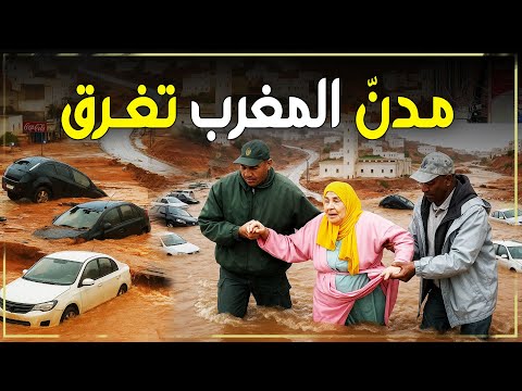 شوارع تحولت إلى أنهار فيضانات قياسية تضرب القصر الكبير شمال المغرب