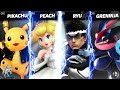 Mega Battle: Cyberpunk Pikachu vs Wedding Peach vs Galactic Force Ryu vs Ash Greninja