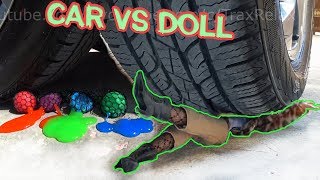 Experiment Car Vs Barbie Doll And Slime Antistress Toy