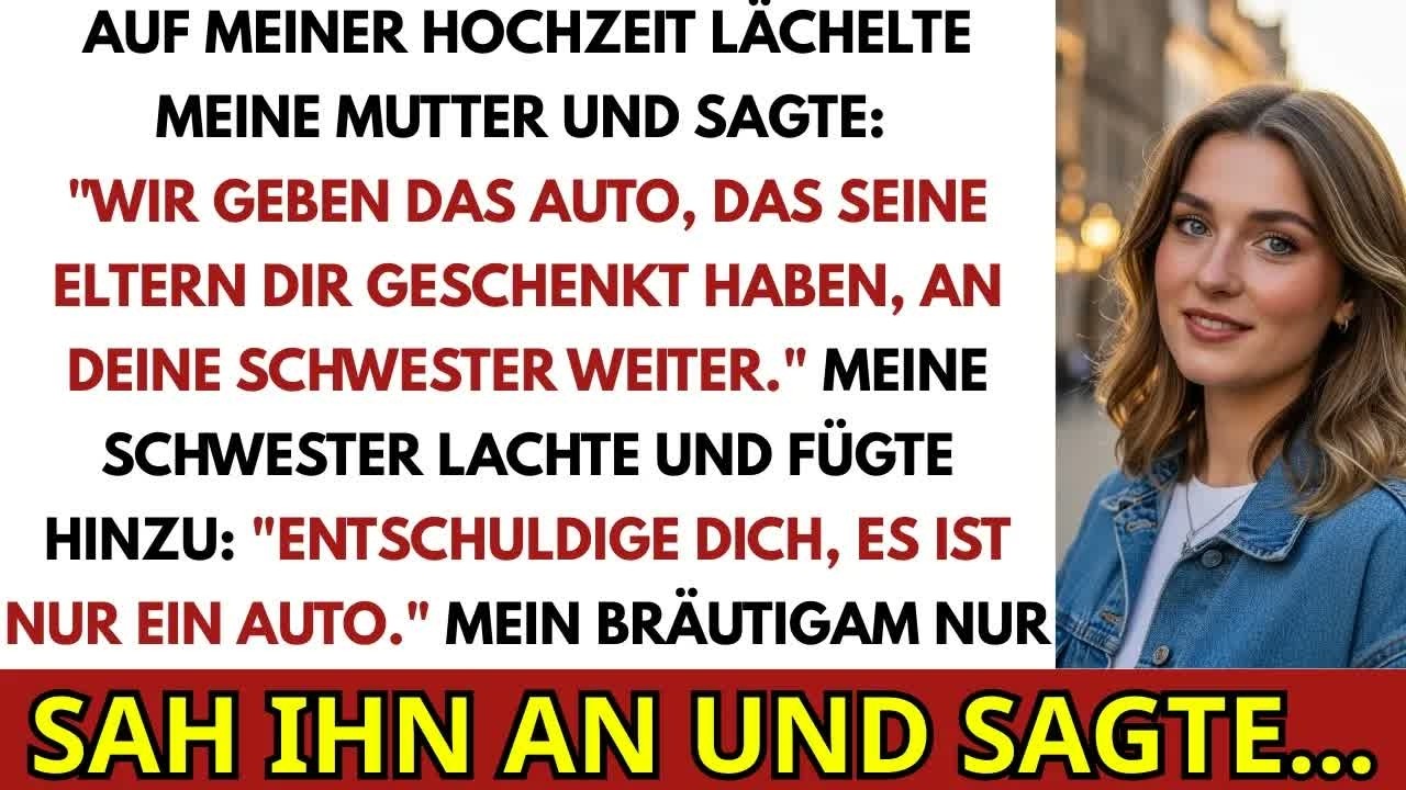 Auf meiner eigenen Hochzeit beugte sich meine Mutter zu mir und sagte lächelnd: „Wir geben das Auto, das dir Leons Eltern geschenkt haben, an deine Schwester weiter.“ Neben ihr funkelte Lena in...
