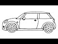 ‏How to Draw Mini Cooper Sports Car - Easy Cars Drawing - Mini Cooper Araba Çizimi