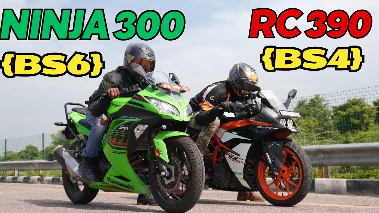 Kawasaki Ninja 300 {BS6} vs KTM RC390 {BS4} Drag Race