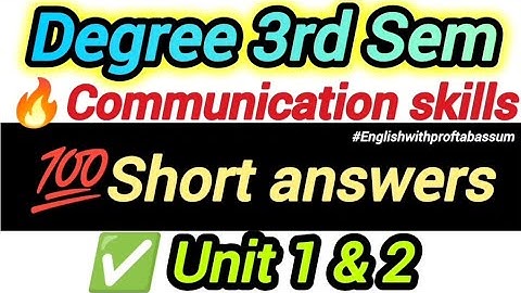💯 Communication Skills Unit 1 & 2 🔥 Important ⭐Short answers Explanations| OU 3rd Sem #part1
