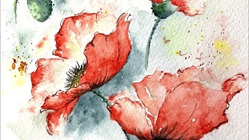 Watercolor poppies tutorial paint along with more tips and fun. Color saturation’s and outlines