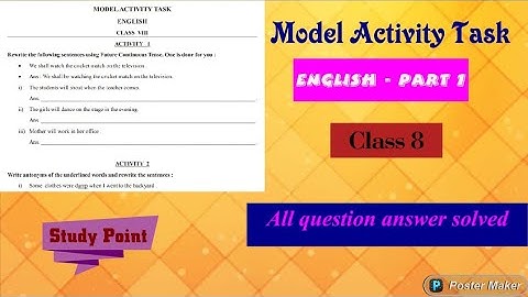 Class viii Model Activity Task Part -1 || English || WBBSE 2020||