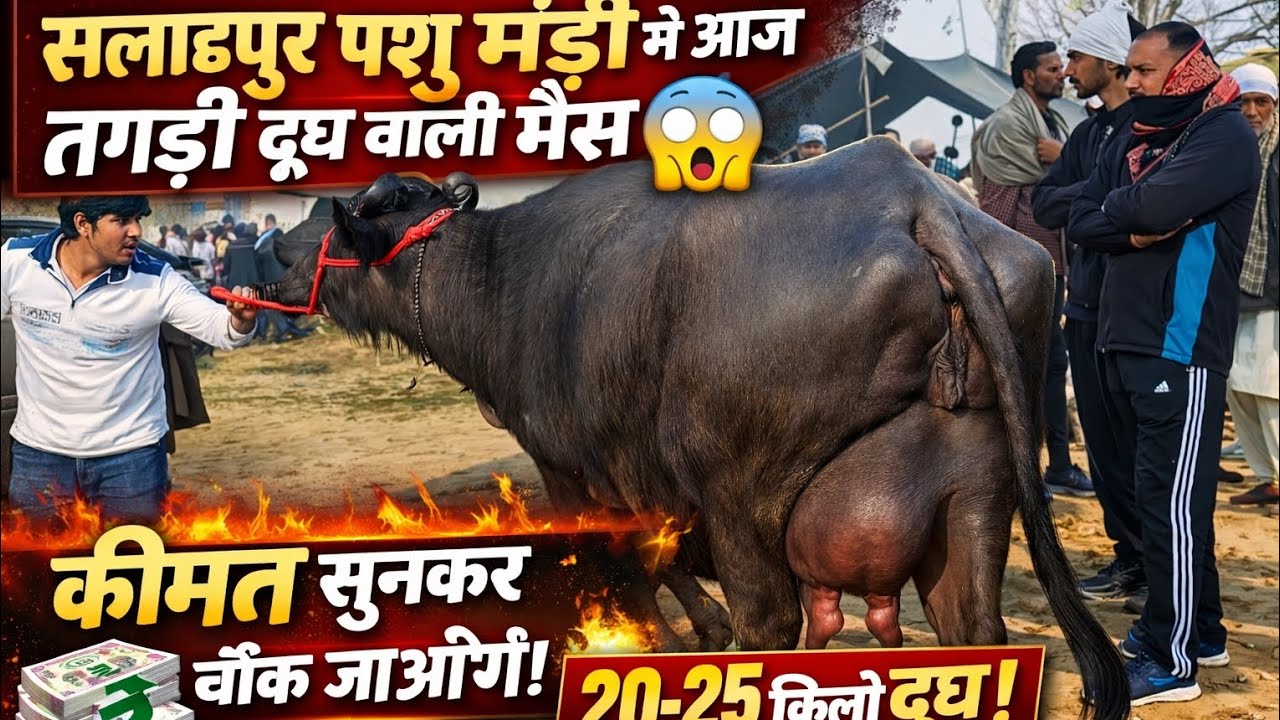 “सलाहपुर पशु मंडी में आज तगड़ी दूध वाली भैंस 😱 कीमत सुनकर चौंक जाओगे”#yt #viral 