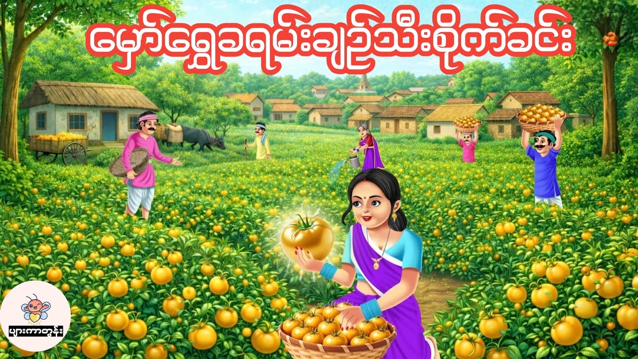 မှော်ရွှေခရမ်းချဉ်သီးစိုက်ခင်း #မြန်မာကာတွန်း #ပုံပြင် #ကာတွန်း   #cartoon 