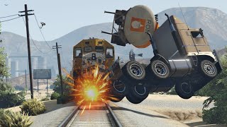 GTA 5 Train Accident Movie Train Crashes Into Oil Truck Train Crash Scene