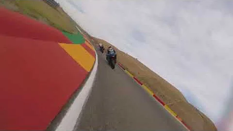 Misti Hurst Pillion lap with Troy Corser at Aragon