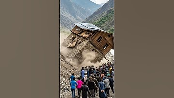 Tourists Shocked as House Collapses on Mountain #collapse #viral #nature #disaster