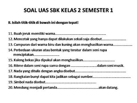 Soal seni budaya kelas 2 tema 4