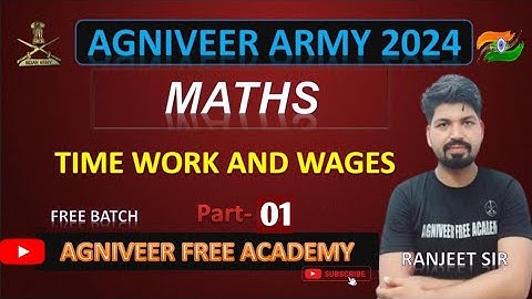Agniveer Army Maths Time and Work part 1/ समय काम और मजदूरी 1 Army Agniveer Maths topic 2024
