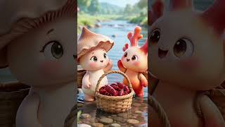 Cute clay mushroom squad's food vlog: catching river crayfish, stir-frying, and sharing it together!