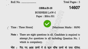 2018 KUK BBA 5th Sem Old Business law Question Paper