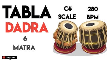 Dadra Tabla Taal | C# Scale | 280 Bpm | 6 Matra | #Muzzico