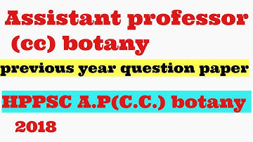 HPPSC |assistant professor (cc)botany |A.P.(C.C) Botany previous year question paper|#hppsc |#A.P