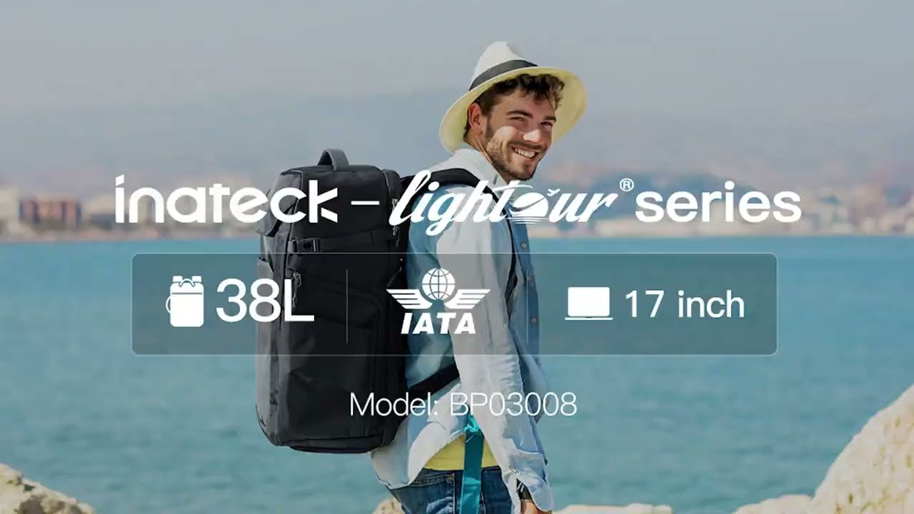 Inateck BP03008: 38L Large Capacity Travel Laptop Backpack, Black