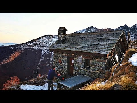 Stone cabin alone in the winter. Italian wilderness, Lidesh