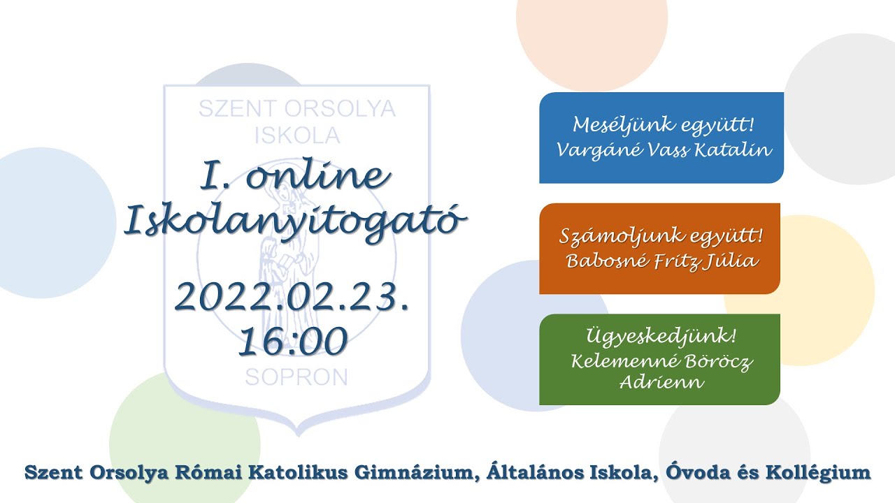I. online iskolanyitogató foglalkozás