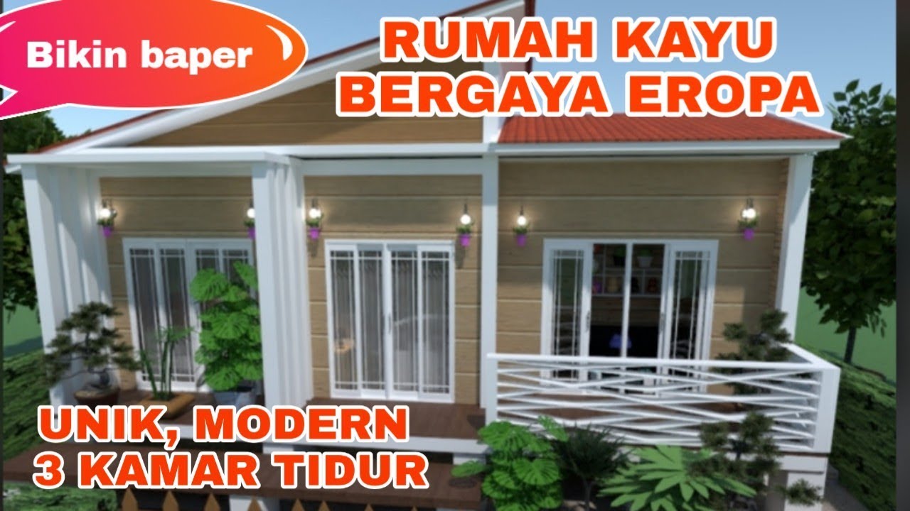 Desain Rumah Kayu 3 Kamar Tidur Minimalis Sederhana YouTube