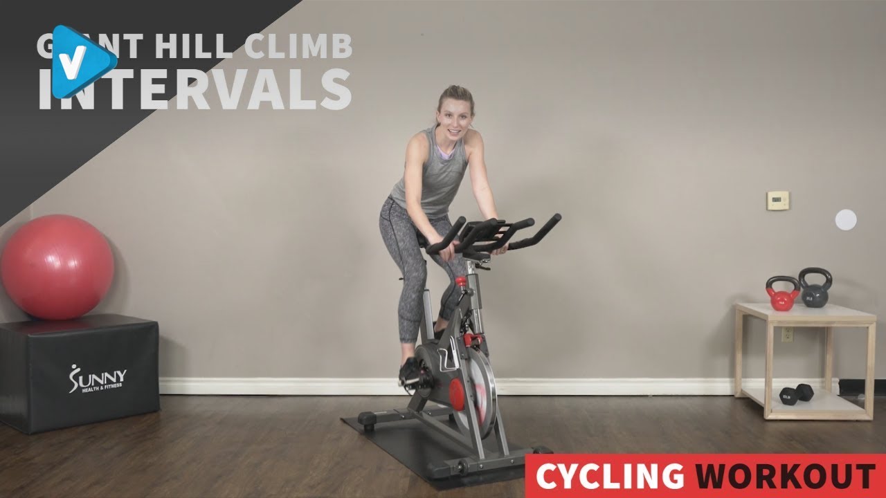 SunnyHealthFitness Guide Giant Hill Climb Intervals Cycle Workout 