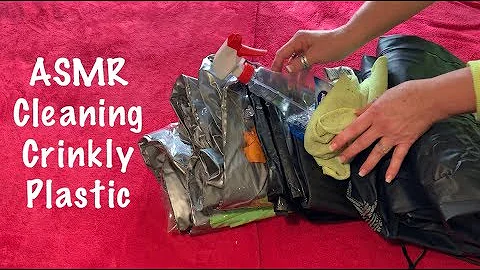 ASMR Request/Cleaning heavy plastic/Heavy plastic crinkles/Spray bottle sounds (No talking)