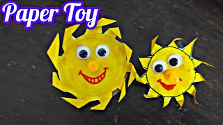 How to make Paper Sun ? Easy Spin Top Paper Toy | Spinning Art Paper Toys@AishusCraftyKidsClub