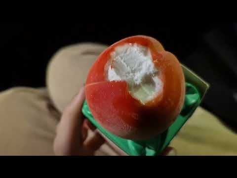 Trying the new trendy peach ice cream!