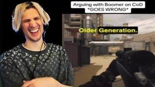 xQc DIES LAUGHING to Streamer Arguing with Boomer in COD