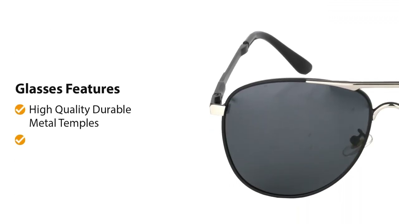 Implicit Polarized Black Aviator Sunglasses for Men & Women