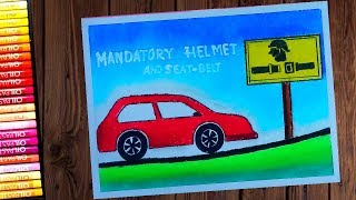 safety road drawing handmade poster posters easy belt helmet seat step mandatory