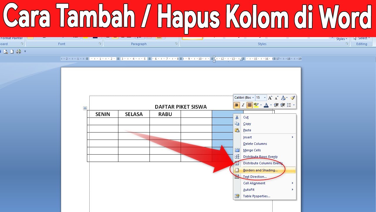 Cara Menghapus Atau Menambah Kolom Pada Microsoft Word Youtube