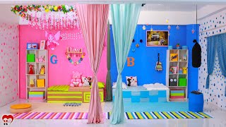 2 Sisters ❤️ BedRoom Makeover - On Her Choice[Pink & Blue] 👉(Most Beautiful) #Love #Fun