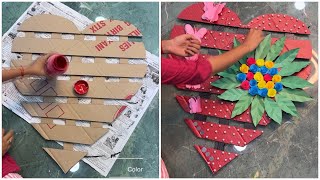 Heart shaped wall hanging craft | Best out of waste | Cardboard diy idea