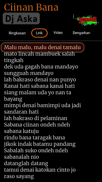 Ciinan Bana Lirik Versi DJ ASKA #ciinanbana #fauzana #masiyun #masiyunsobatngaret #laguminang