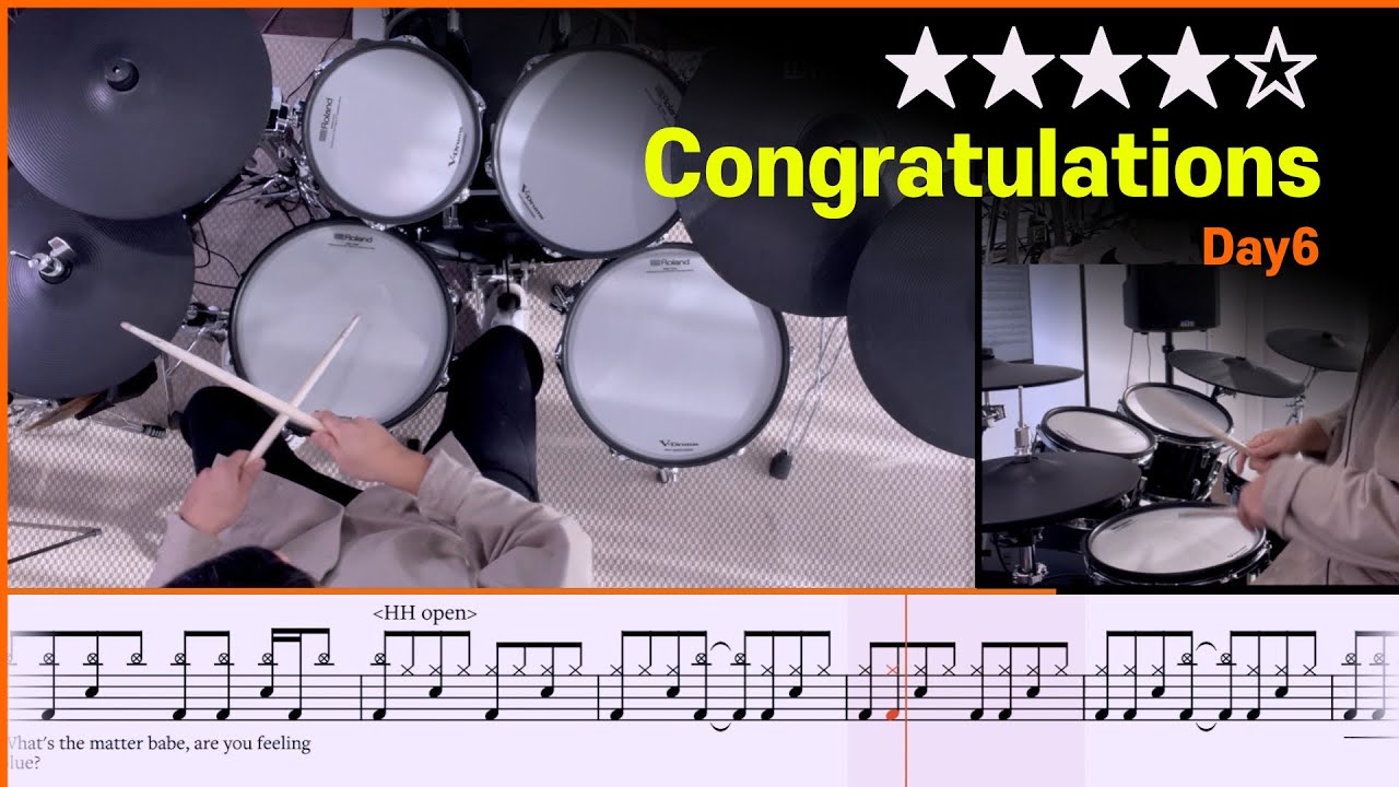 [Lv.14] Congratulations - Day6 (★★★★☆) Drum cover with sheet music