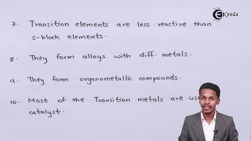 General Characteristics of d block Elements - D and F Block Elements - Chemistry Class 12